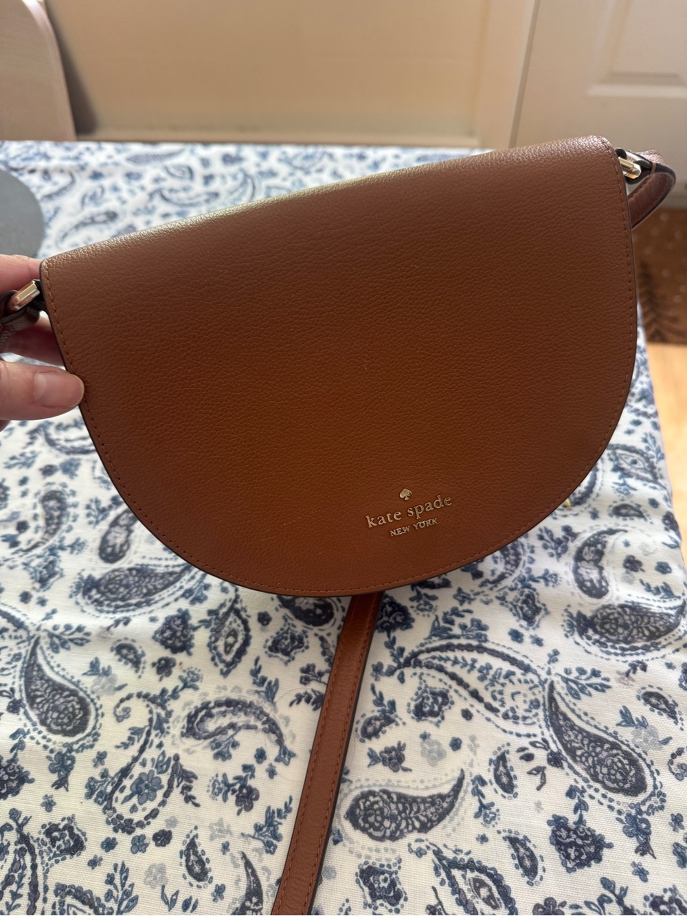 kate spade tan leather saddle crossbody - Picture 1 of 10